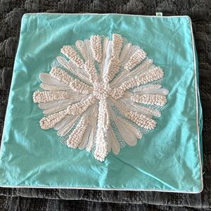 Aqua and Cream Decorative Pillow by Company C